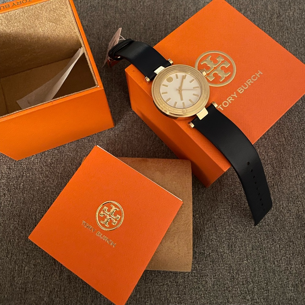 Tory Burch Women's Classic T' Blue Leather Watch